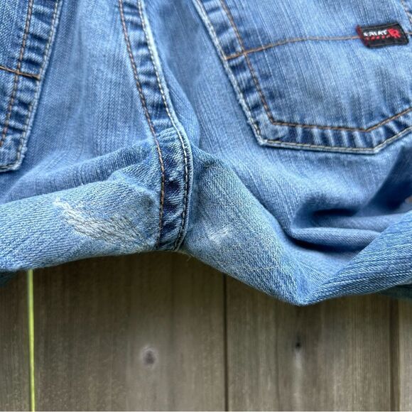 Ariat FR Relaxed Boot Cut Ripped Raw Hem Distressed  Jeans Men Sz 34 X 34 - Picture 2 of 11